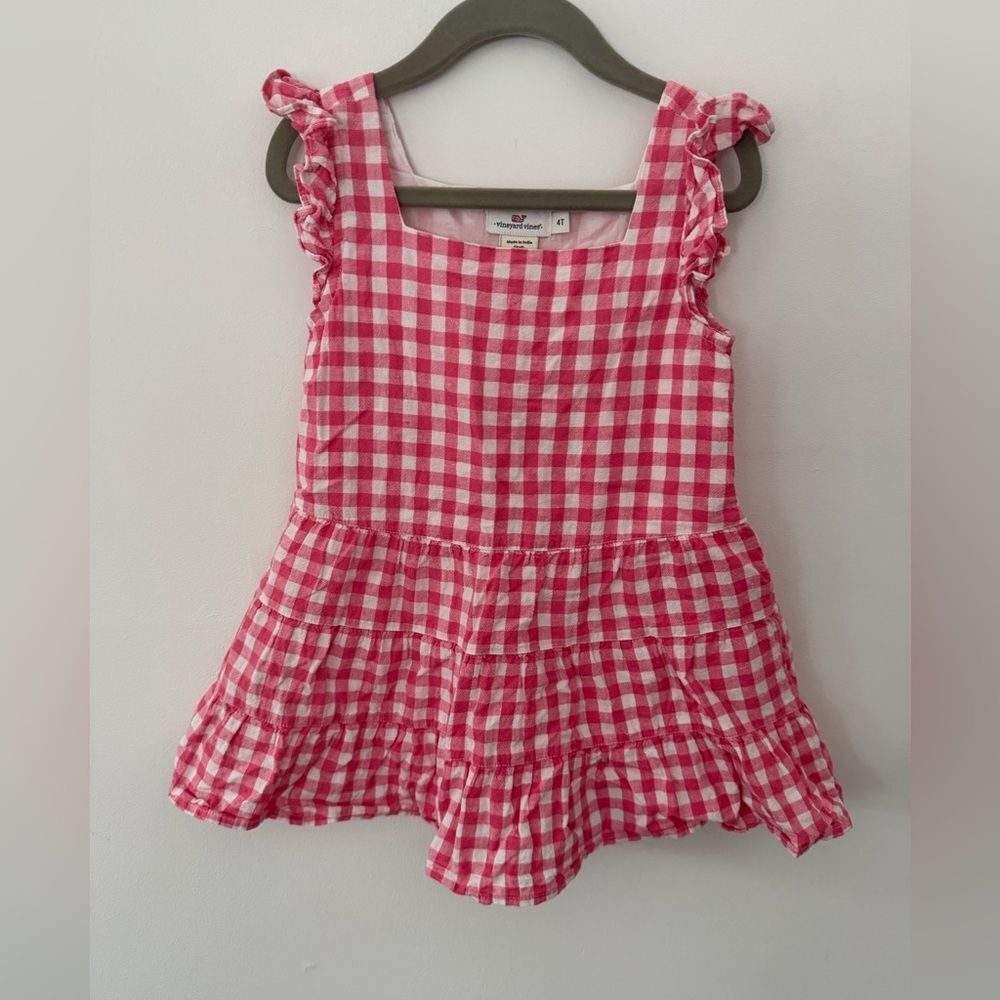 Vineyard Vines Pink Gingham Kids Casual Dress